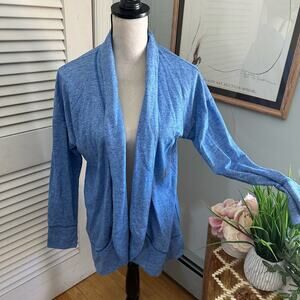 T BY TALBOTS Sweater Womens Large Blue Open Front Cardigan Casual Athleisure